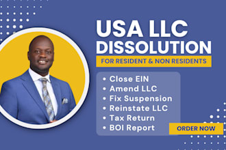 dissolve us llc, amend llc, close ein, tax return, reinstate suspended llc