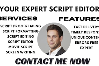 do movie script editing, script formatting, script proofreading, screenplay