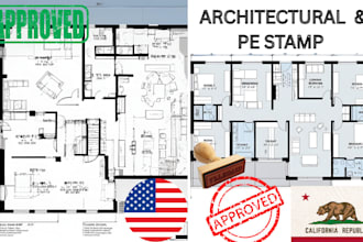 do architectural stamp, city permit, pe permit, mep, floor plan, and site plan