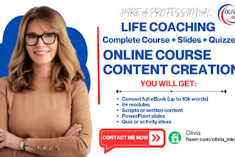 create life coach course content converting ebook online course content creation