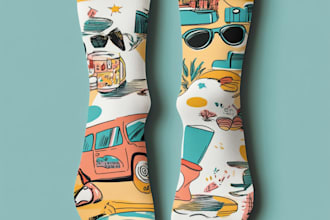draw sublimation all type of unique socks design and pattern