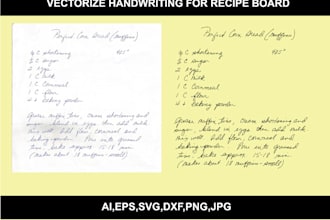 vectorize your handwriting for engraved in recipe board