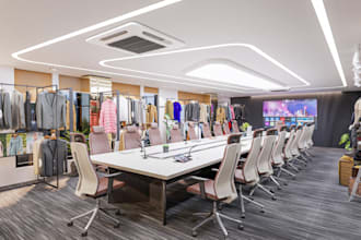 optimize 3d office interior design,cabin,director work space,retail store render