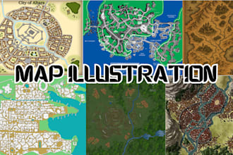 draw vector map illustration fantasy world map design cartography isometric map