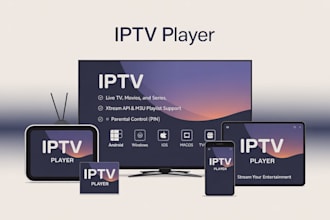 design iptv app UI for android, ios, windows, smart TV and xtream codes