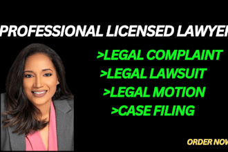 write legal petitions, lawsuits, motions, complaints, appeals as your lawyer