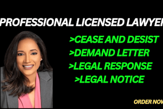 draft cease and desist letters, response, legal notices by a US lawyer