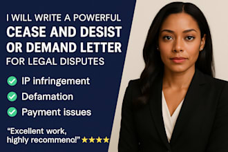 write a powerful cease and desist or demand letter for legal disputes