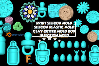 print ready mold design, silicone plastic mold, printable clay cutter mold box