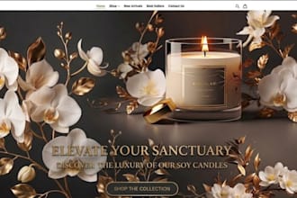design candle shopify store, candle website, luxury candle ecommerce store