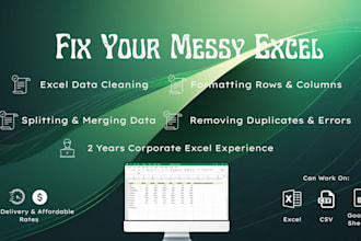 clean, format, merge and split excel data