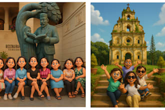 create 3d pixar style images cartoon images and customize