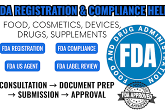 do fda registration, listing, label compliance for food and cosmetic USA