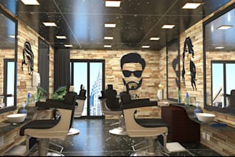 design 3d salon,barber shop,nail shop,spa,café, sauna interior with walkthrough