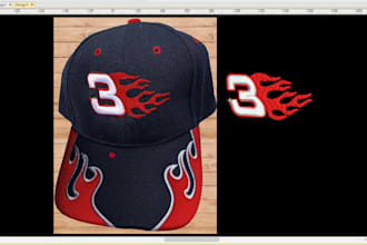 do embroidery cap 3d puff design logo digitize patch in emb dst pes jef