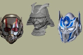 create costume model,3d mask,3d helmet,3d cosplay mask for 3d printing