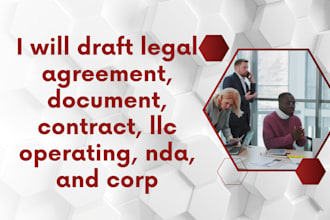 draft legal agreement, document, contract, llc operating, nda, and corp