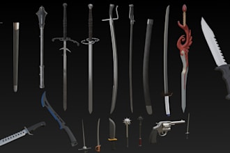 make 3d melee and sword weapons game ready for you