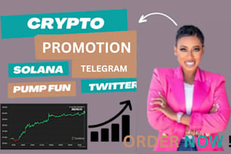 crypto telegram promotion, solana memecoin, pump fun promotion to sell out token