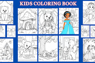 design coloring books for kids with custom interiors for KDP 100 pages