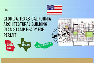 georgia, texas, california architectural building plan stamp ready for permit