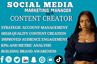 be your weekly monthly social media manager content creator to grow brand online