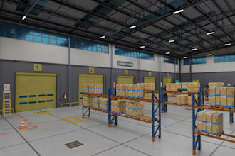 do 3d logistics warehouse and commercial distribution building rendering
