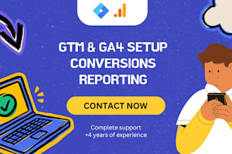set up GTM and ga4 with basic conversions and looker studio reports