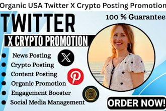 do organic USA twitter x crypto posting promotion, social media advertising
