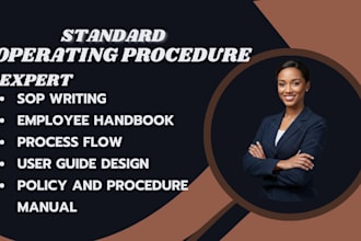 prepare sops, policies and procedures, user guide, manuals