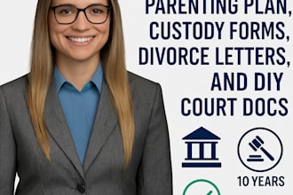 create your parenting plan, custody forms, divorce letters, and DIY court docs