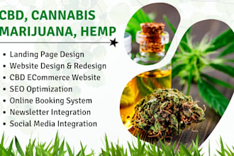 design cbd website, cannabis, weed, hemp, cbd ecommerce website with woocommerce
