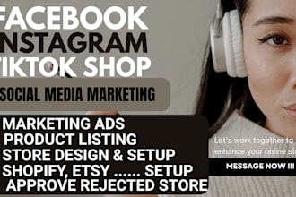 set up facebook shop, tiktok, instagram shop, fix meta pixel, shopify and etsy