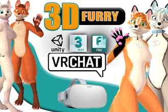 create a custom vrchat avatar 3d furry avatar fursona nsfw anime 3d vtuber model