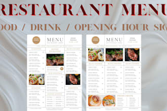 design professional menu design, restaurant, digital menu