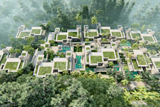 master plan rendering, google earth landscape design, resort, park, walkthrough