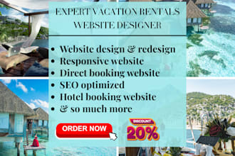 create a vacation short term rental site, with rental booking website, website