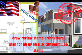 draw review stamp architectural plan for nh ny oh ri sc city permit pe stamp