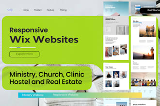 create church ministry wix clinic hostel and real estate wix website design