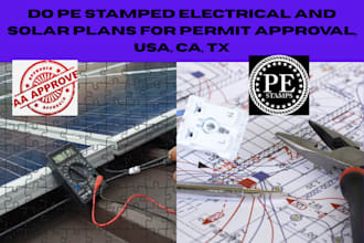 do pe stamped electrical and solar plans for permit approval, USA, ca, tx
