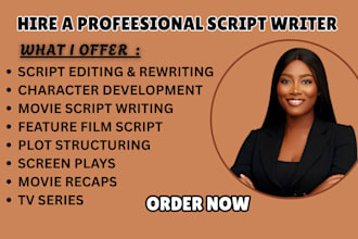 write movie scripts, tv screenplays, tv pilots, and short film scripts