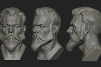 sculpt high quality 3d head model face mask bust character model for 3d printing