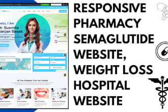 build professional pharmacy semaglutide website, weight loss hospital website