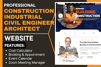 build a construction website architect portfolio website with cost calculator