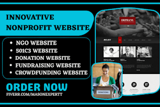 design nonprofit donation crowdfunding ngo charity fundraising 501c3 website