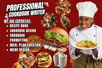 write recipe book cookbook design formatting meal plan creation menu design