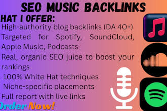 do organic SEO blog backlinks for soundcloud music spotify playlists podcasts