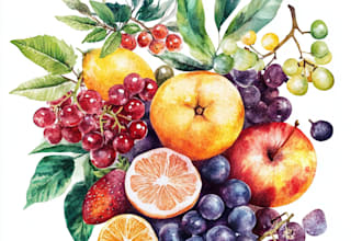 create botanical illustration of flowers, plants, and fruits