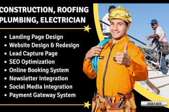 design electrician website, plumbing, handyman, roofing, construction website