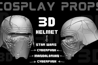 sculpt printable 3d helmet, 3d mask, wearable 3d cosplay props for 3d printing